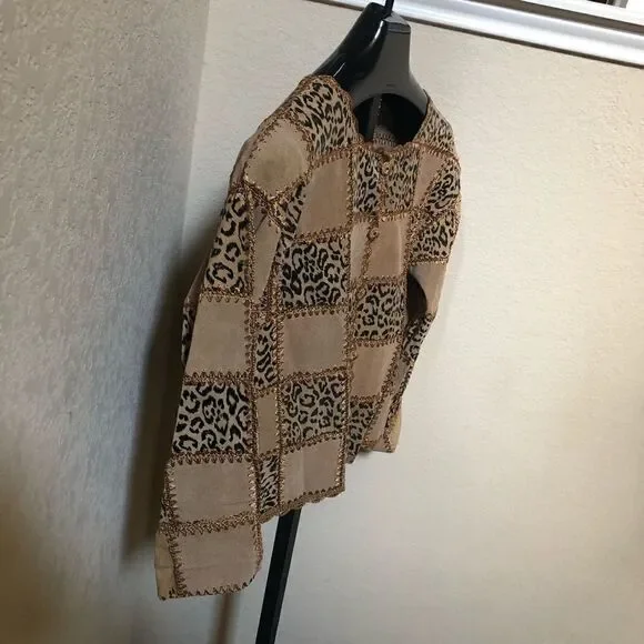 S.M.H Boutique leather patchwork blazer sz XL - Picture 3 of 7